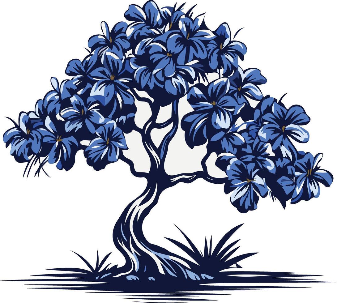 Blue Bonsai Tree Illustration vector