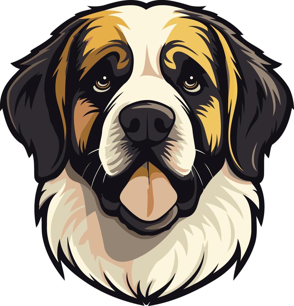 A cute and friendly cartoon illustration of a bernese mountain dog with big, expressive eyes vector