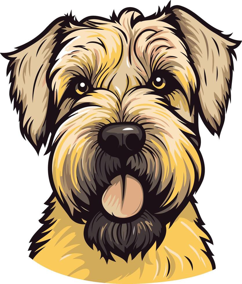 Cute cartoon illustration of a soft-coated wheaten terrier dog with a playful expression vector
