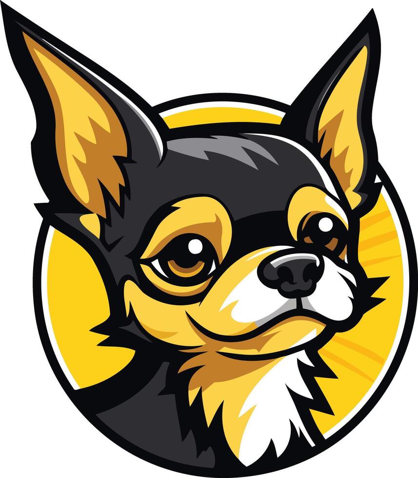 Chihuahua Cartoon Mascot with Yellow Background vector