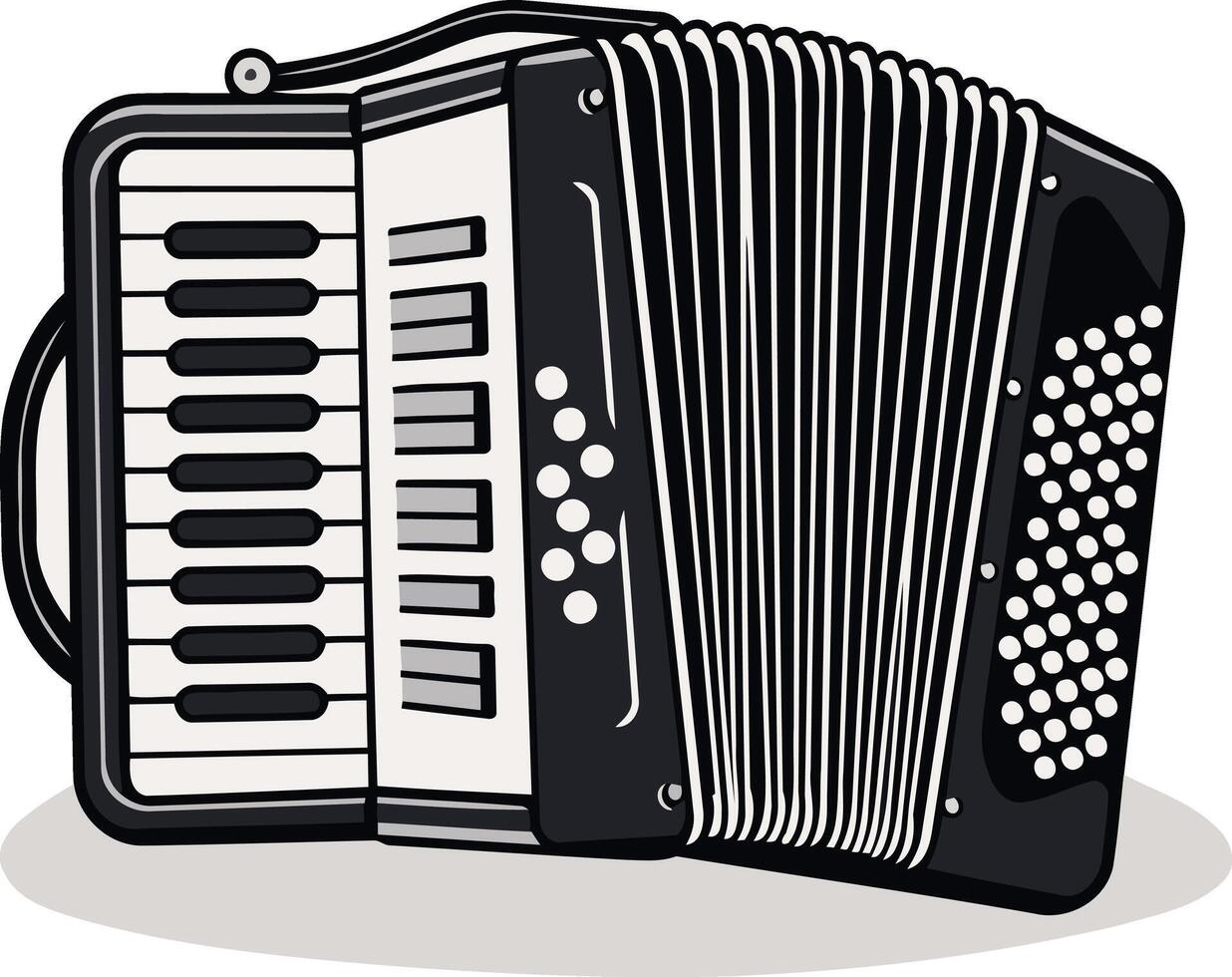 A classic black accordion illustration, perfect for adding a touch of musical charm to your designs vector
