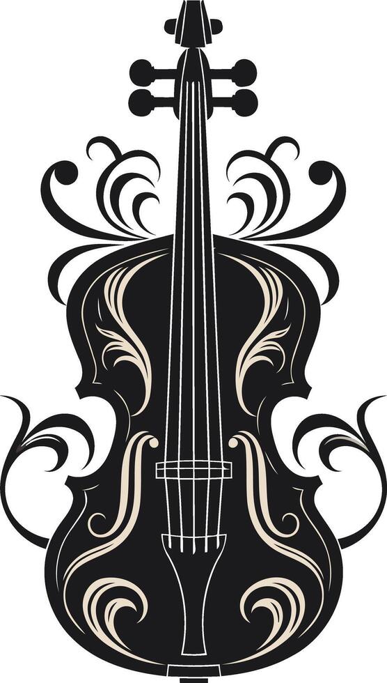 Ornate Violin Silhouette with Floral Details vector