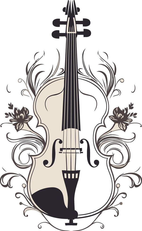 Violin Adorned with Elegant Floral Swirls vector