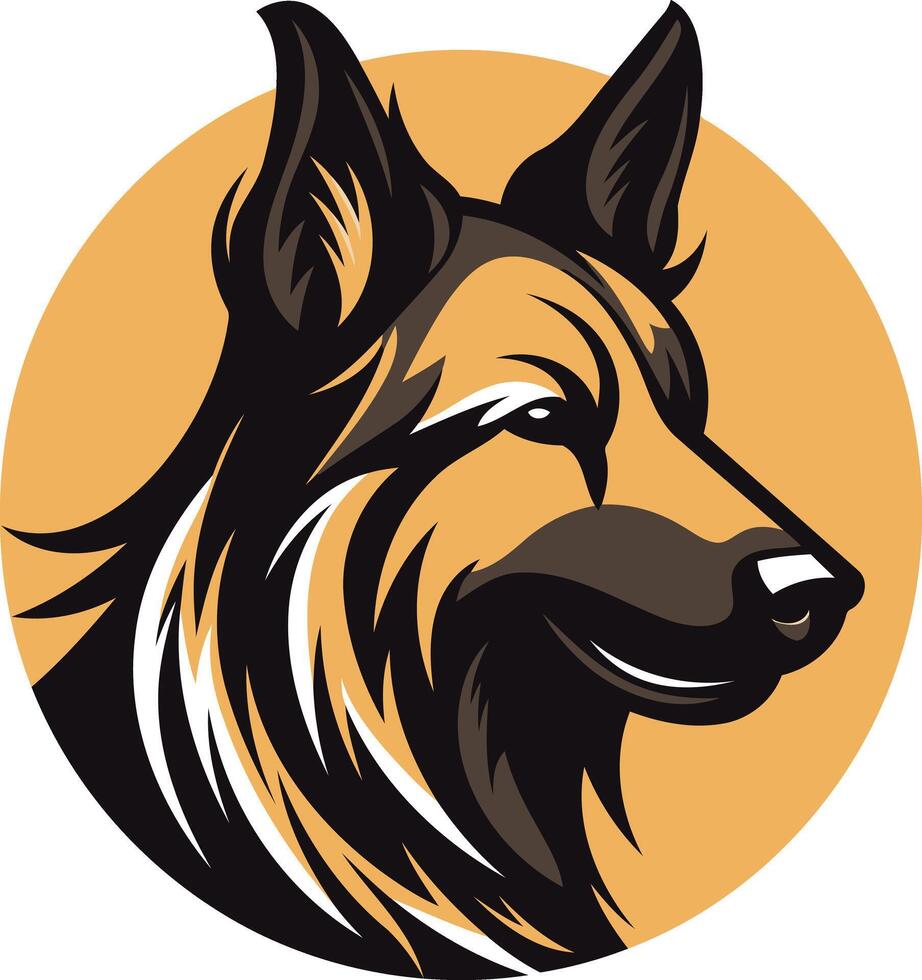 A striking silhouette of a german shepherd's head, capturing its loyal and intelligent expression vector