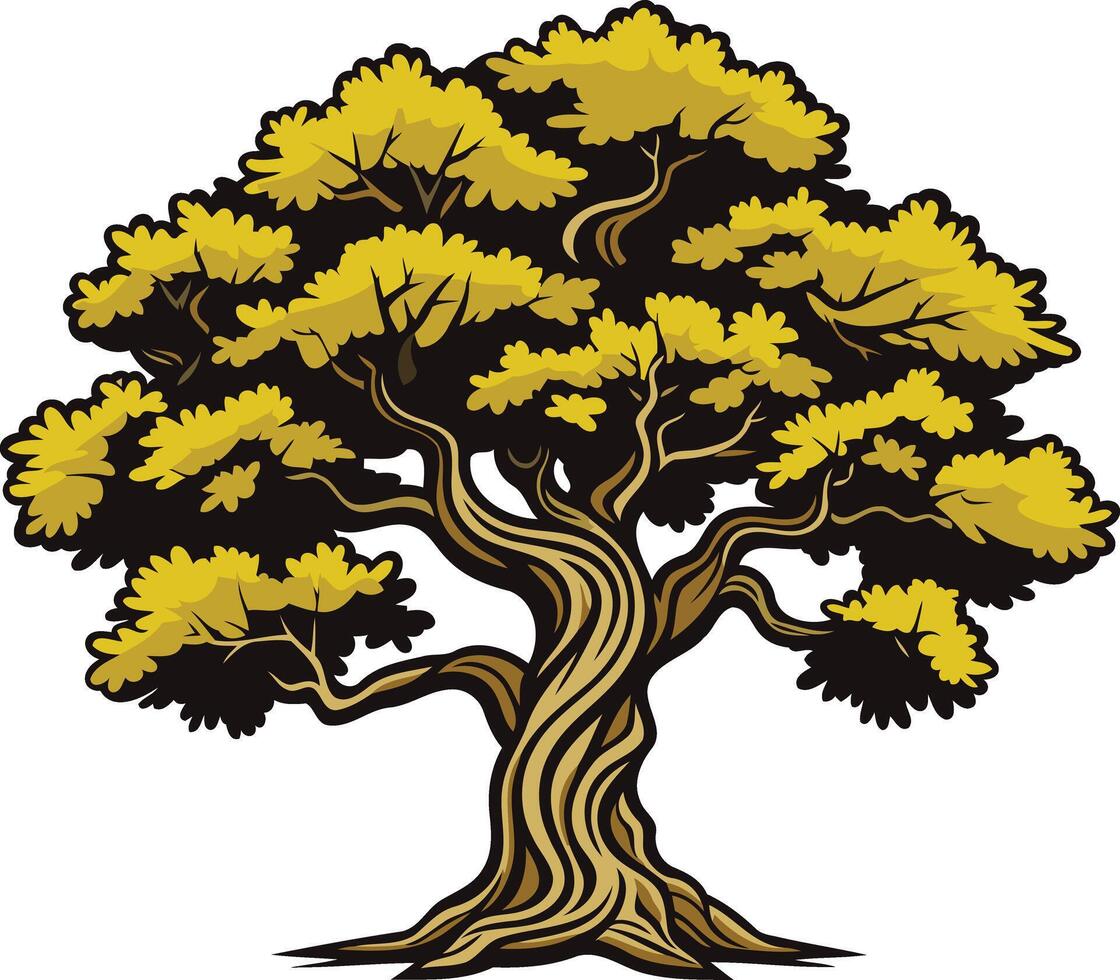 Illustration of a Large, Golden Tree vector