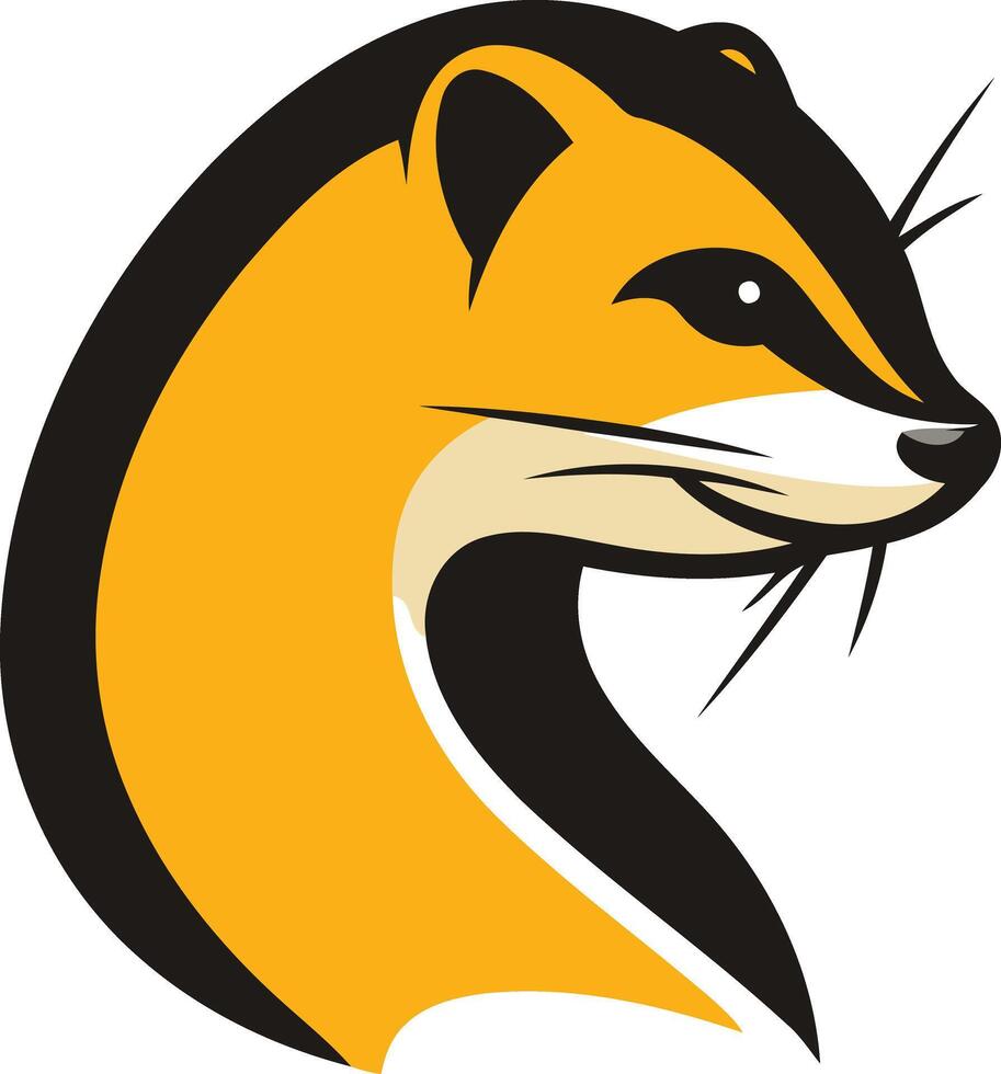 A bold and stylized illustration of a weasel, perfect for logo designs and branding vector