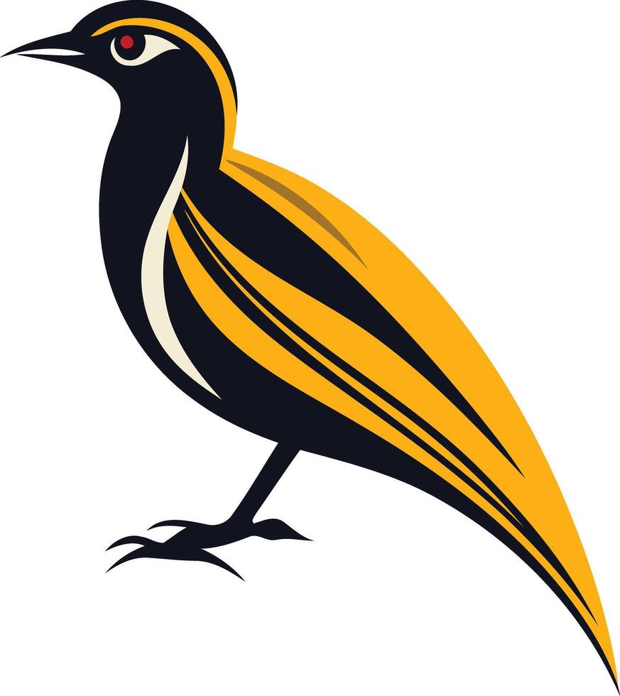 Stylized black and yellow bird illustration, perfect for logos, branding, or nature-themed designs vector