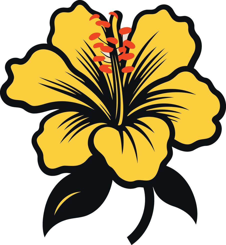 A bold and beautiful yellow hibiscus flower, perfect for adding a touch of tropical flair to your designs vector