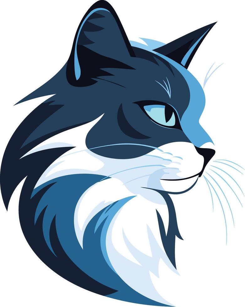 Blue and White Cat Portrait vector