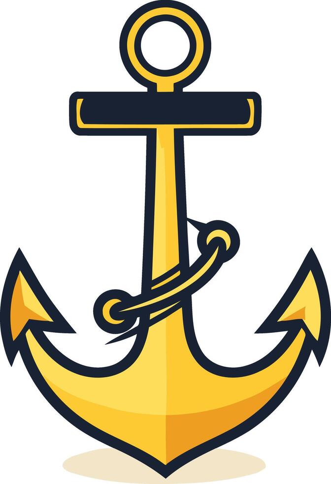 A simple yet bold illustration of a golden anchor, perfect for maritime themes and branding vector
