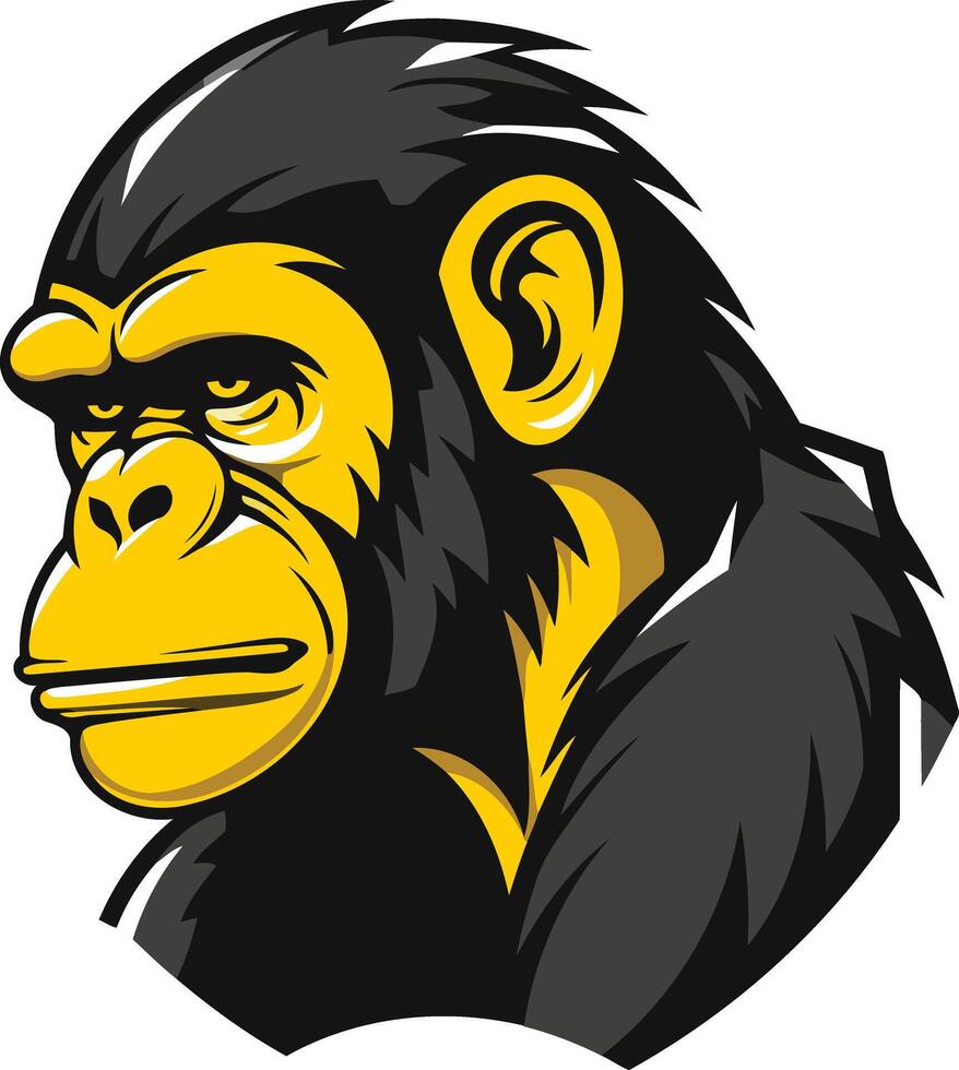 Close Up Portrait of a Powerful Chimpanzee vector