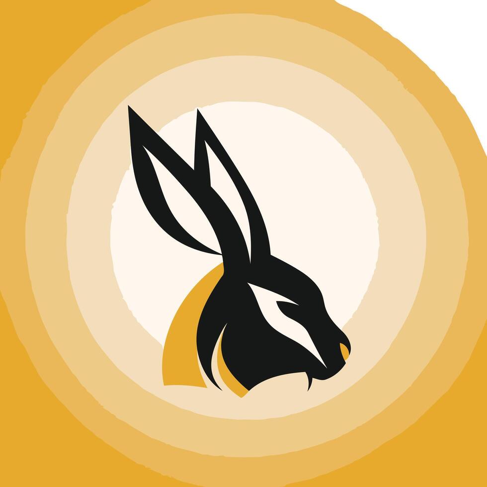 A minimalist and modern logo design featuring a stylized rabbit silhouette against a yellow gradient background vector