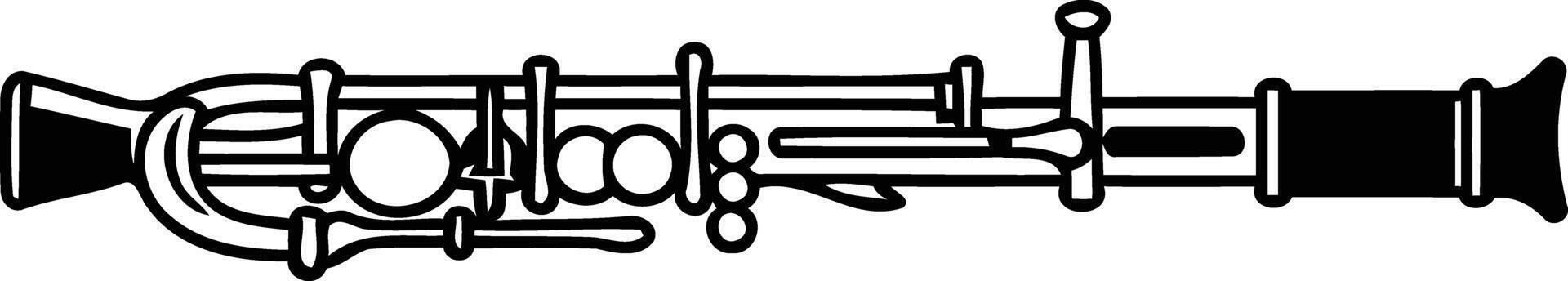 Simple black and white illustration of a clarinet, ideal for educational materials, music posters, or website design vector