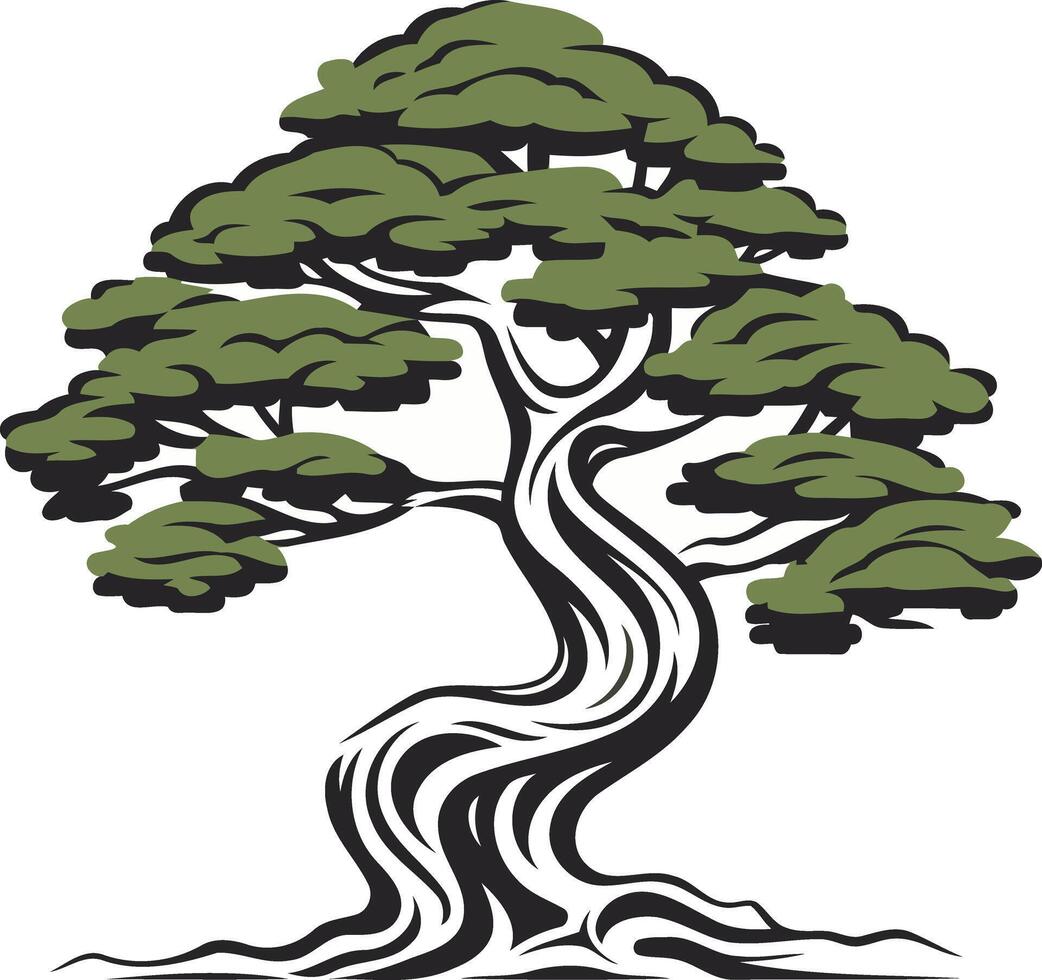 Bonsai Tree with Twisted Trunk vector