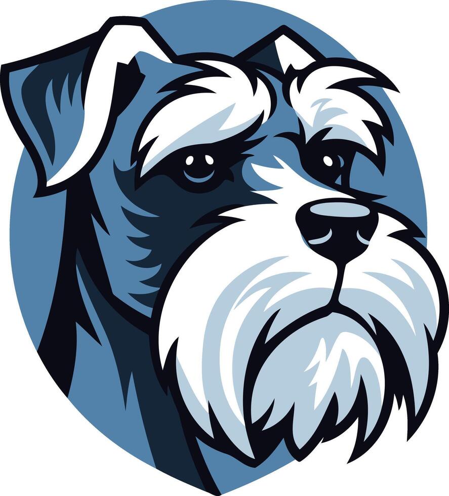 A bold and playful illustration of a miniature schnauzer's face vector