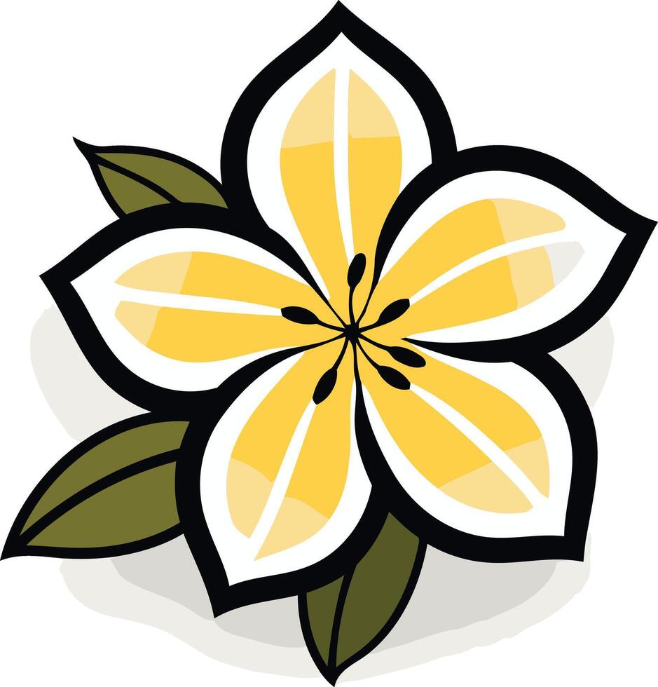 A cheerful, cartoon-style yellow flower with five petals vector