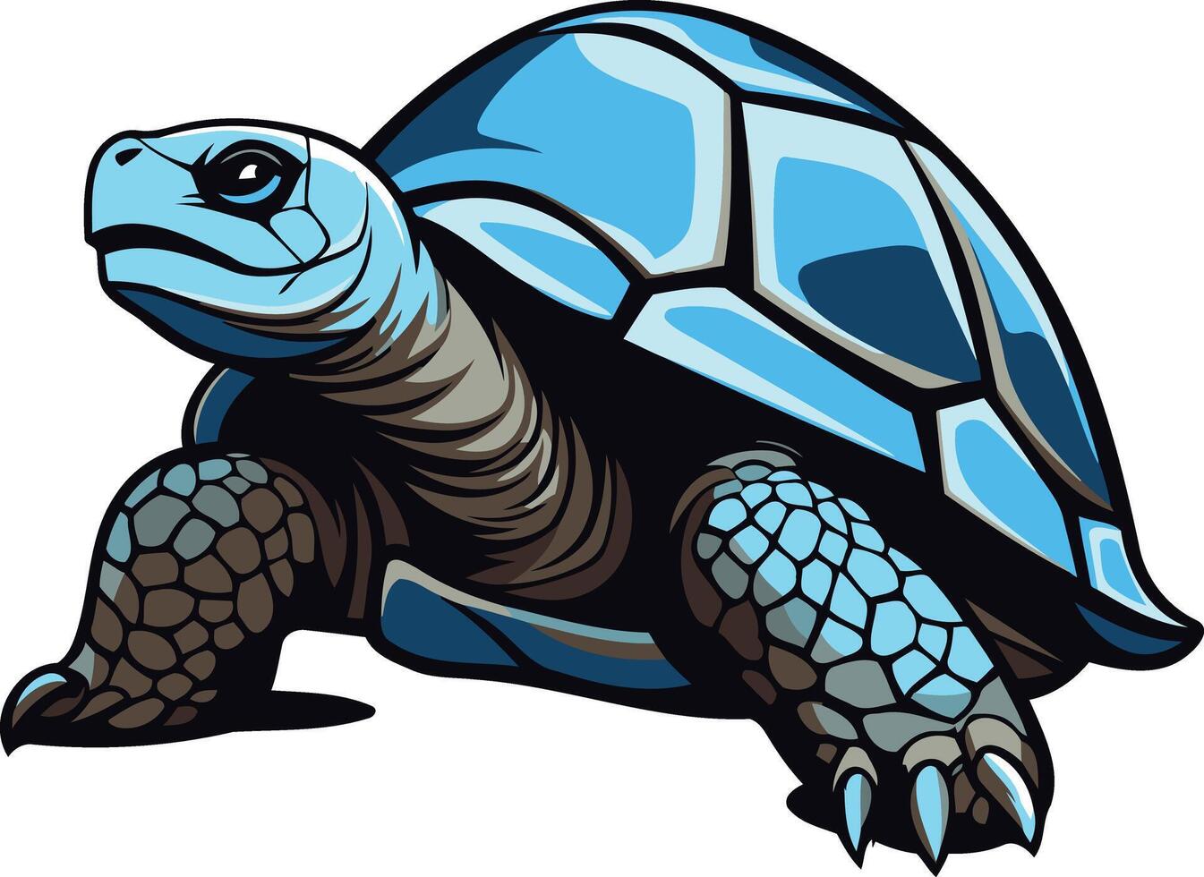 A bold, blue and brown cartoon turtle illustration perfect for logos, branding, or mascot designs vector