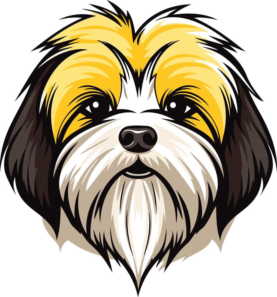 Cute cartoon illustration of a shih tzu dog with a friendly expression, perfect for pet-related projects, websites, or social media vector