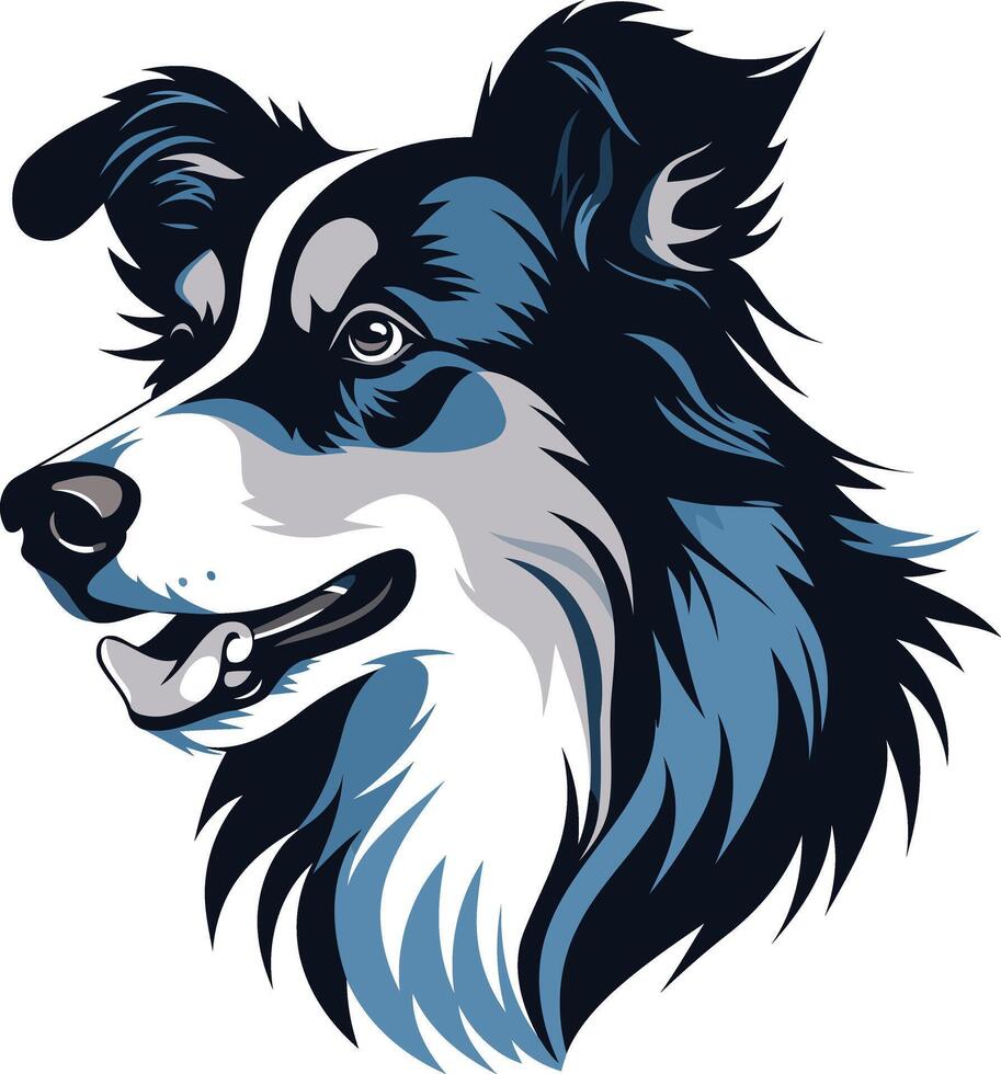A stylized, illustration of a border collie's head, perfect for branding, logos, and pet-related designs vector