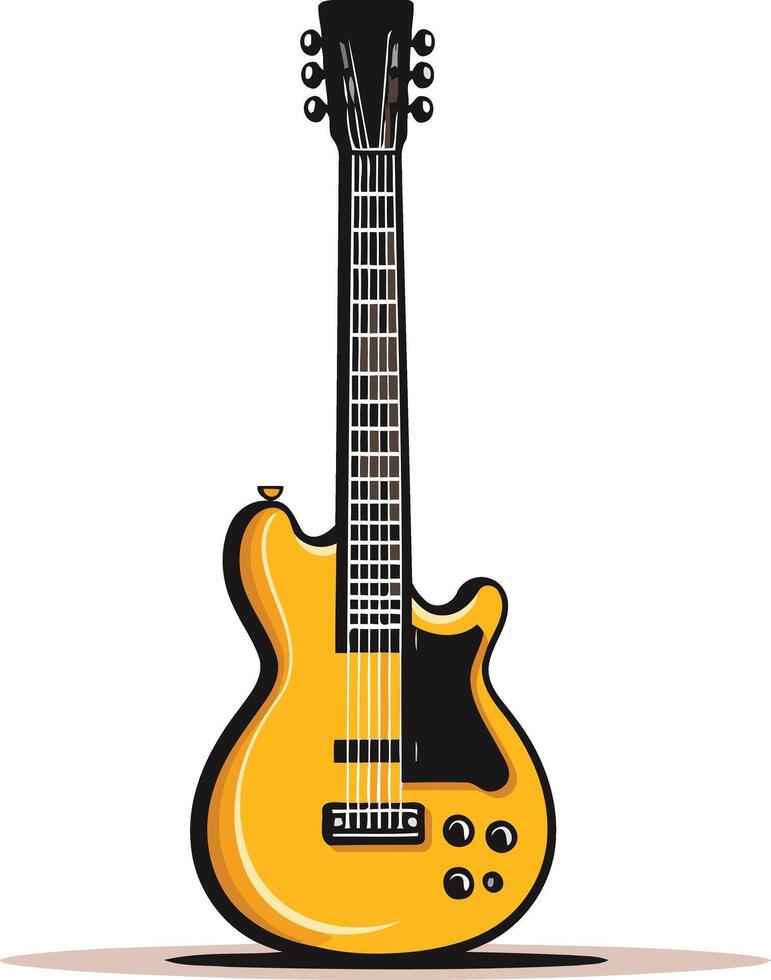 A yellow electric guitar with black accents, perfect for music and entertainment visuals vector