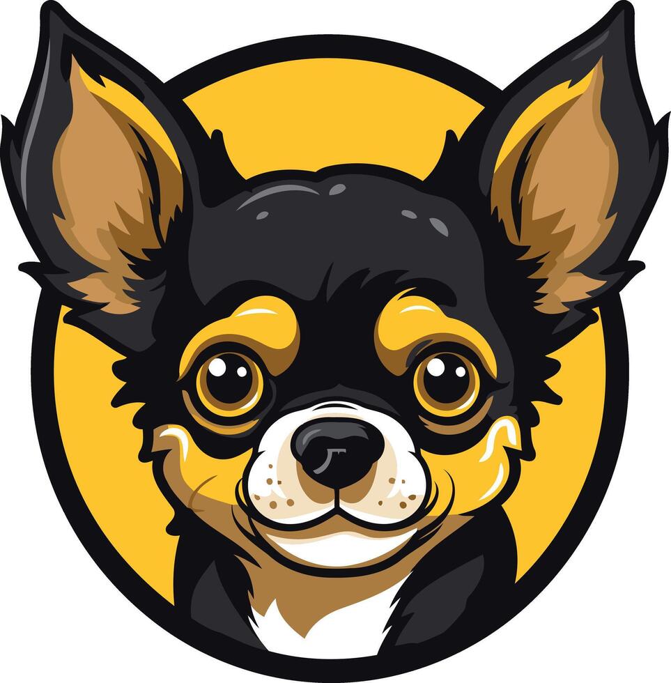 Cute cartoon chihuahua with big eyes and a playful expression, perfect for pet-related designs, logos, and social media vector