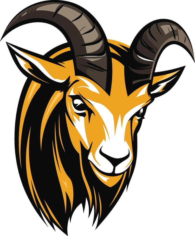 Powerful and majestic mountain goat head logo design, perfect for sports teams, outdoors brands, and more vector