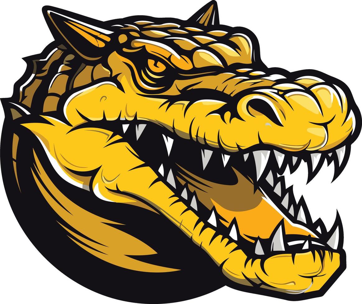 A fierce and powerful alligator head mascot, perfect for a sports team, brand, or any design project needing a bold, animalistic symbol vector