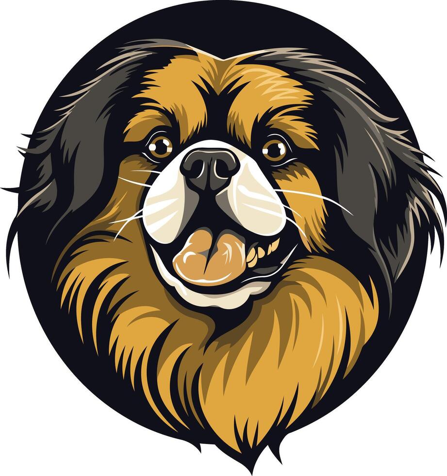 Cute pekingese dog portrait, smiling, perfect for pet lovers, dog lovers, and pet care businesses vector