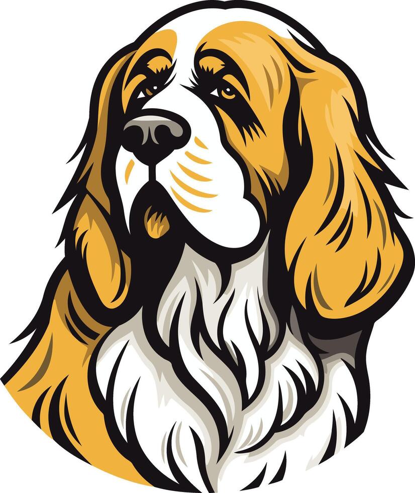 Cartoon Portrait of a Brown and White Dog vector