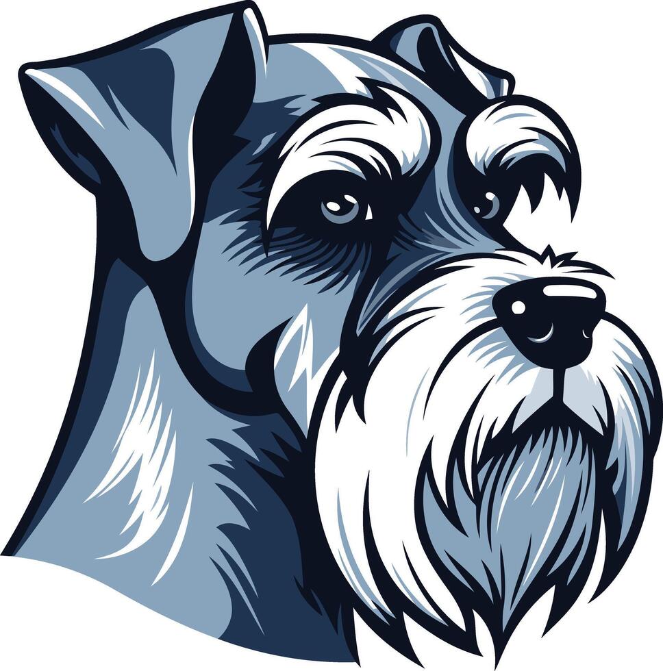 A striking illustration of a miniature schnauzer, capturing its unique facial features and playful personality vector