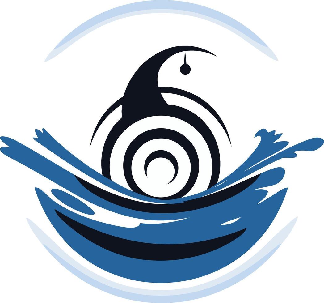 Abstract logo design with a circular pattern and a stylized water wave vector