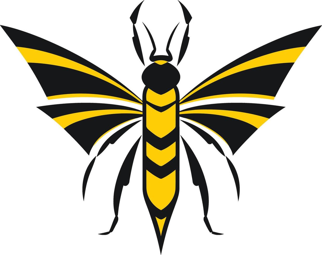 A stylized illustration of a bee with black and yellow stripes, perfect for representing industry, hard work, or community vector