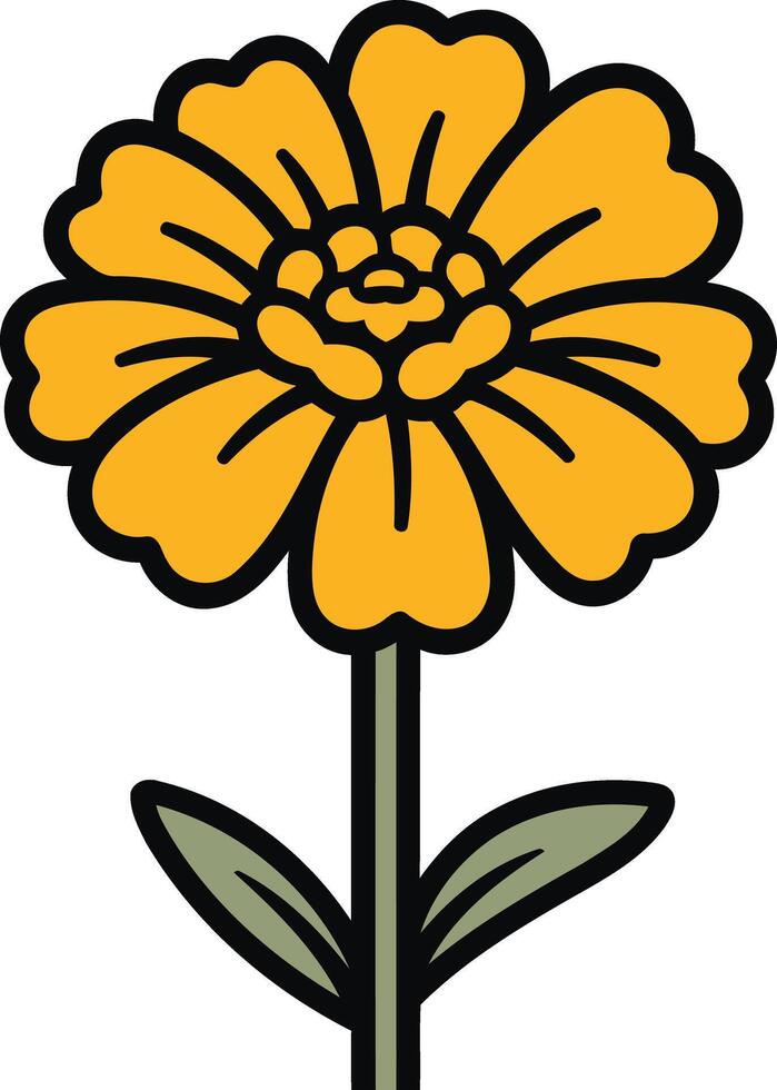 A cheerful and simple illustration of a single yellow flower vector