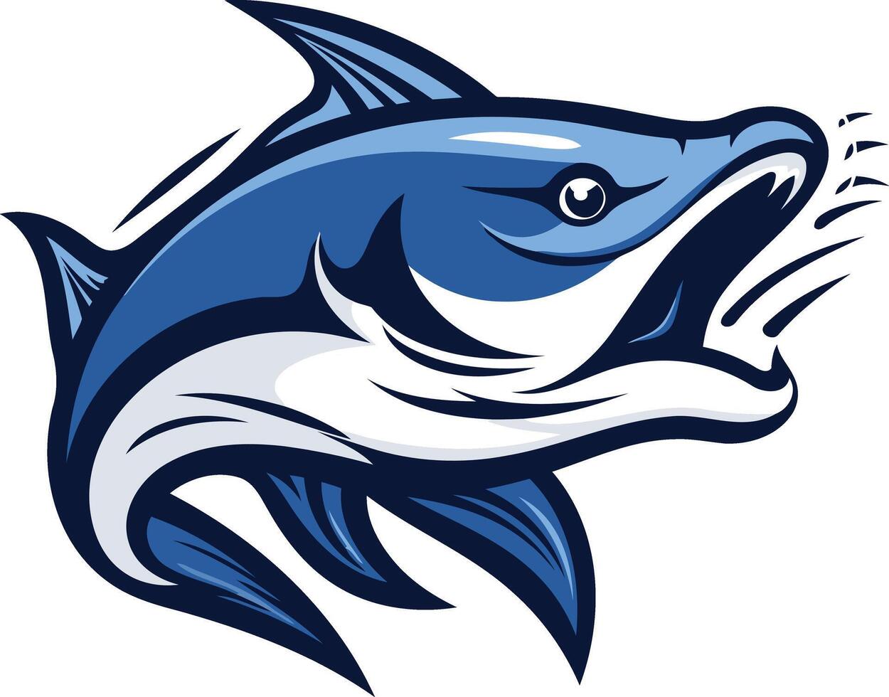 Aggressive Blue Fish Mascot Illustration vector