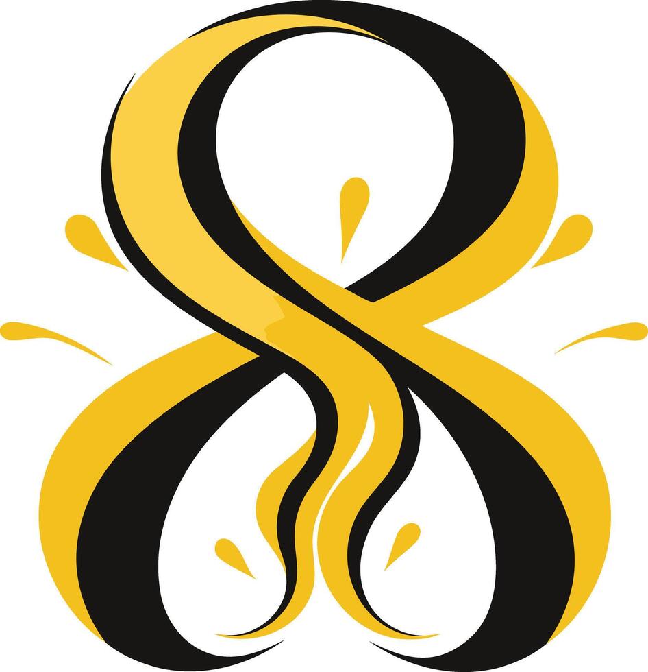 Stylized number eight with a dynamic, fluid design vector