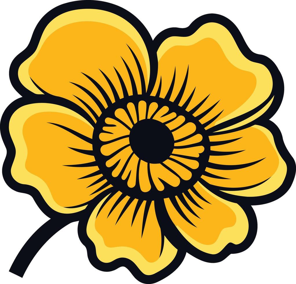 Golden Poppy Bloom Illustration vector