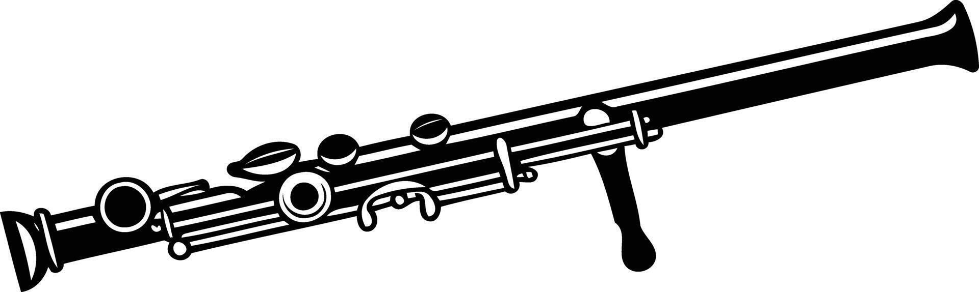 Black and white illustration of a long, straight flute, perfect for musical themes, design projects, and more vector