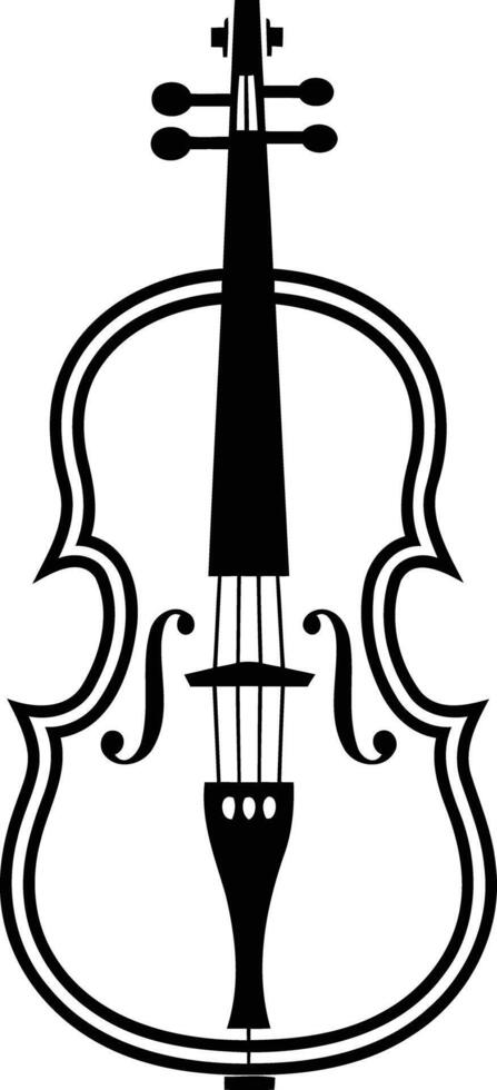 Simple black and white silhouette of a cello, perfect for music-related projects, websites, or logos vector