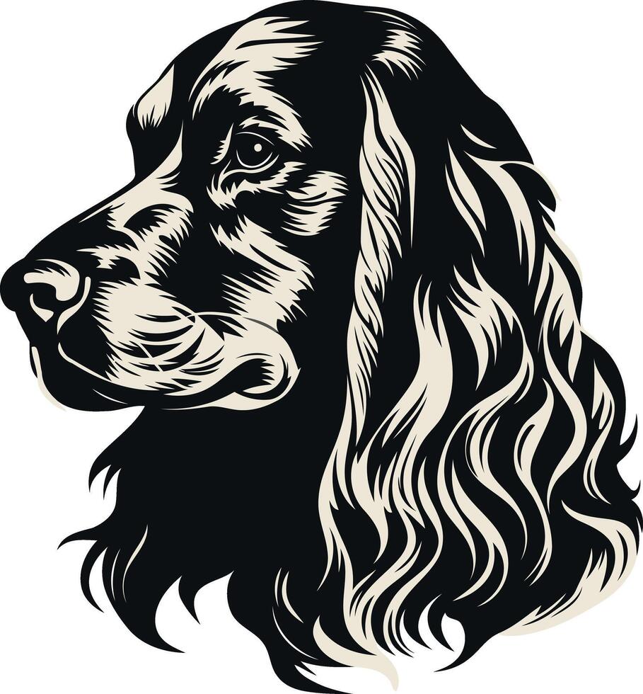 Black and White Portrait of a Dog vector
