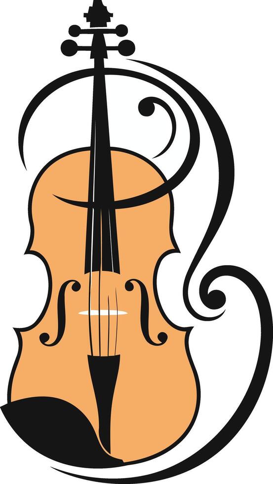 Elegant violin design with intricate swirls, perfect for music schools, concert posters, or classical music-themed projects vector