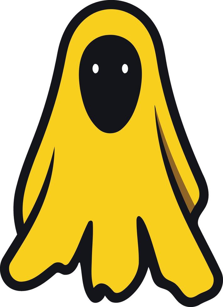 Cute yellow ghost cartoon with a simple black face, perfect for halloween, spooky season, or any fun project vector