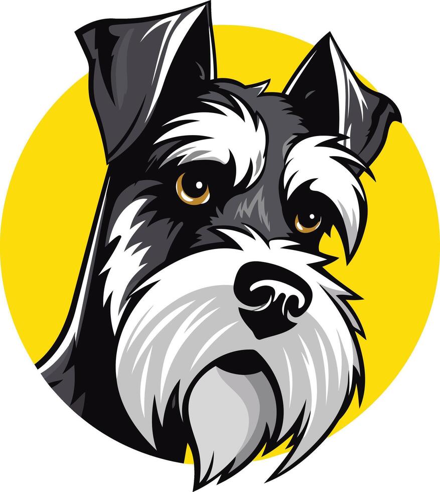 Black and White Miniature Schnauzer Dog Portrait vector