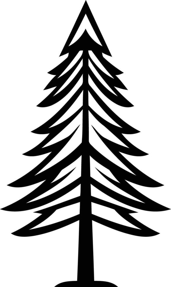 A simple yet striking black and white silhouette of a pine tree, perfect for logos, branding, or nature-themed designs vector