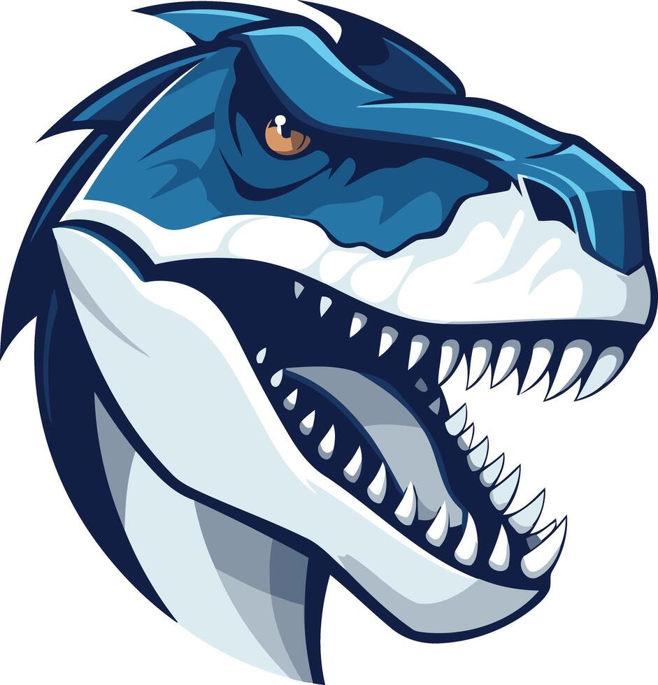Blue and White Tyrannosaurus Rex Head vector