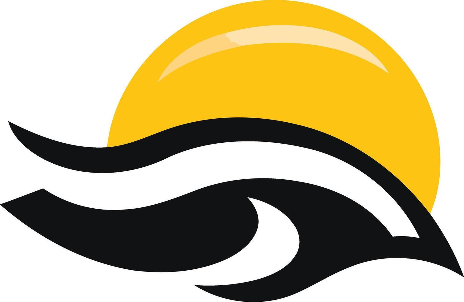 Abstract logo design with a stylized sun and wave, representing energy, motion, and summer vector