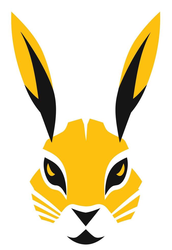Stylized Bunny Face in Yellow and Black vector