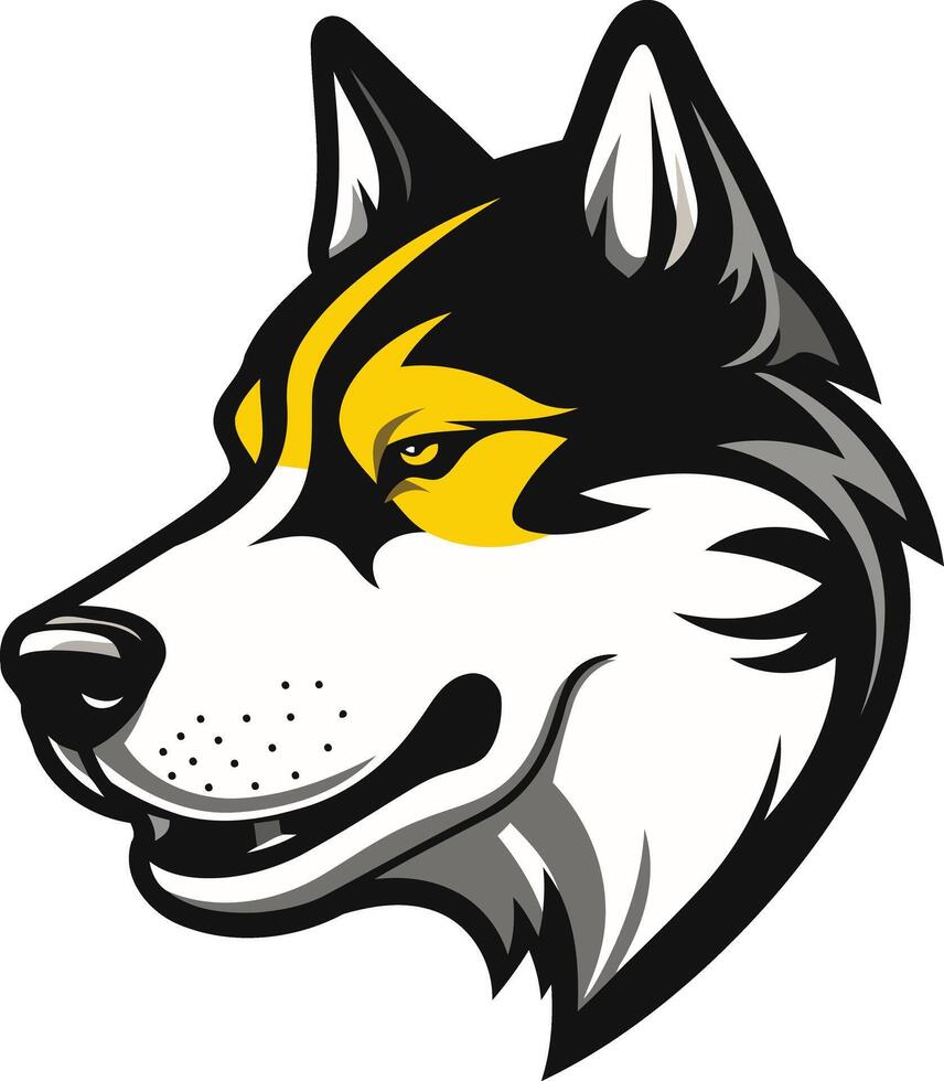 Husky Mascot Head with Yellow and Black vector