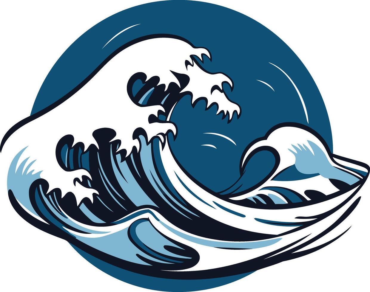 Stylized illustration of a powerful ocean wave, perfect for branding, design, or print projects vector