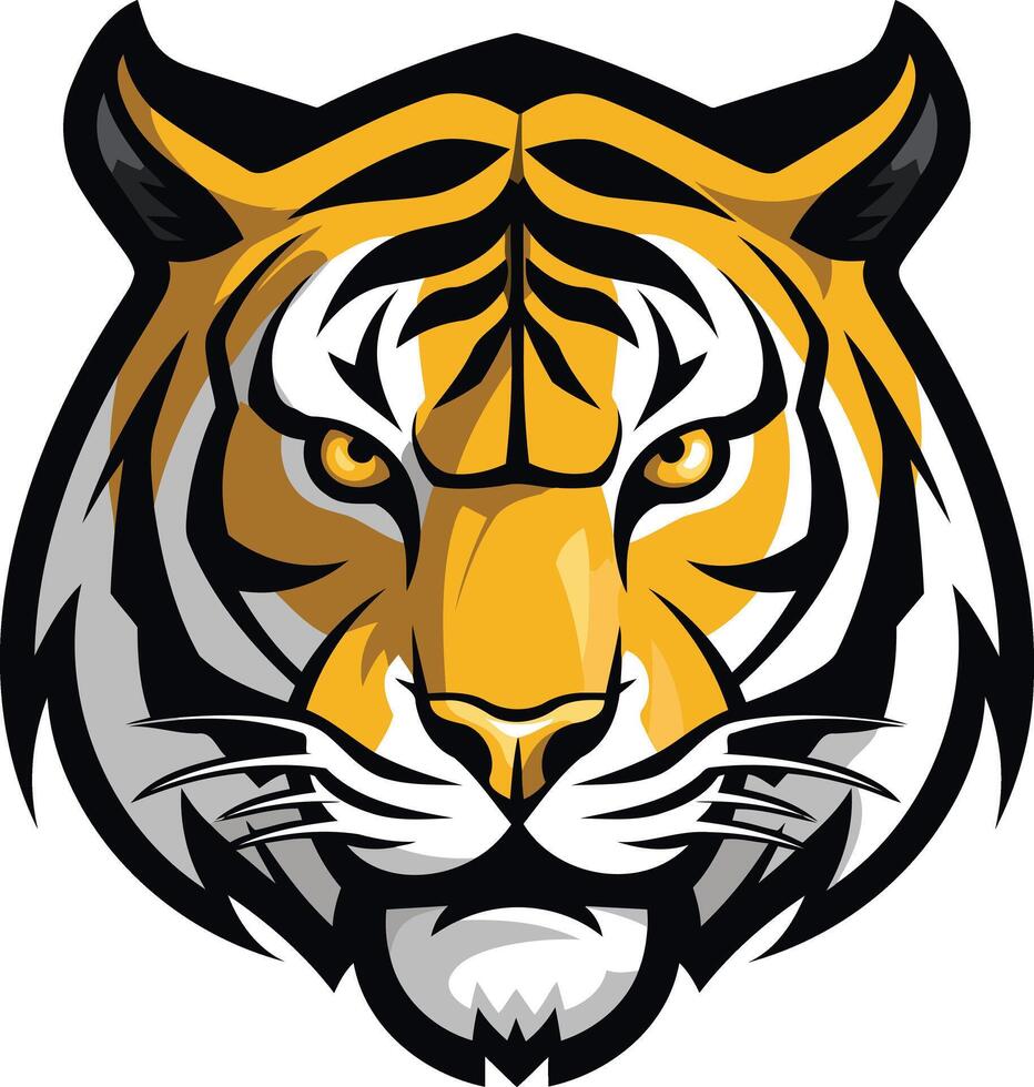 Fierce tiger mascot head illustration vector