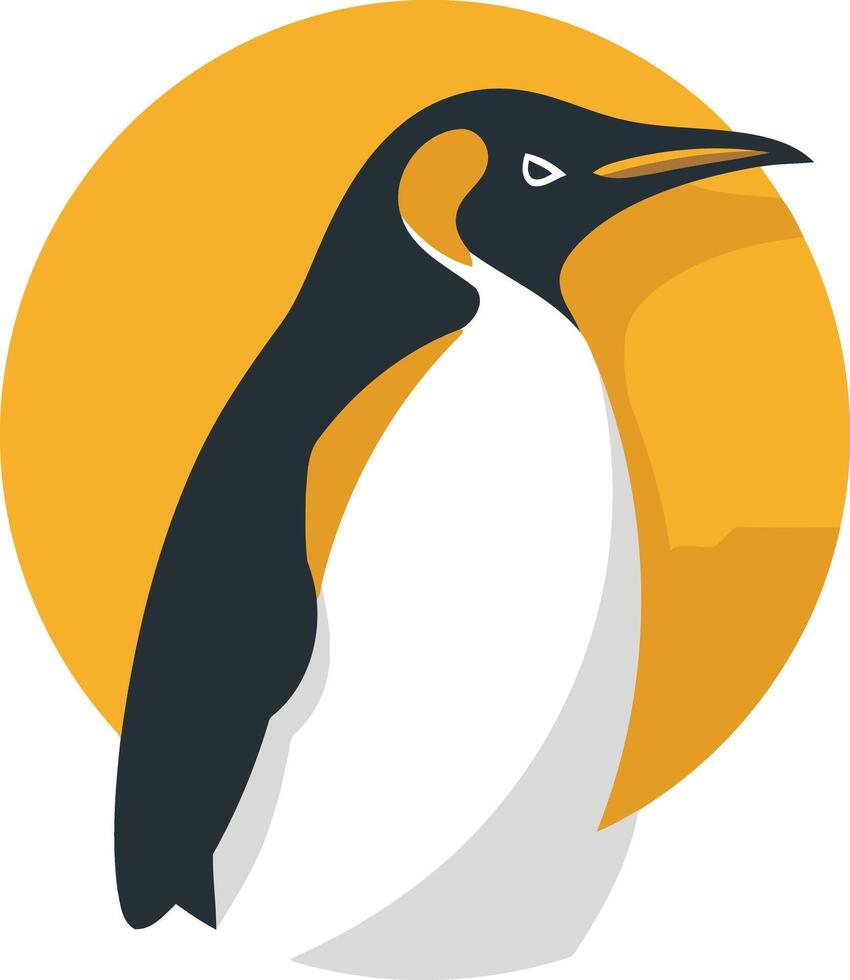 Penguin Silhouette Against a Yellow Circle vector